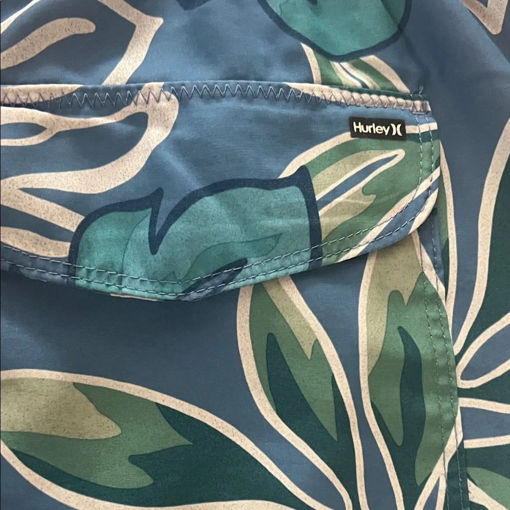 Hurley Blue Tropical Leaf Swim Shorts